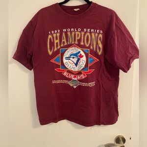 Mens Used Vintage Toronto Blue Jays 1992 Championship T Shirt MLB Size Medium